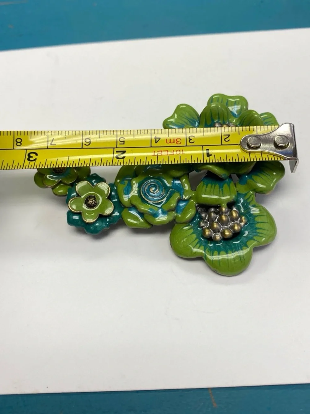 Green & Teal Floral Statement Brooch